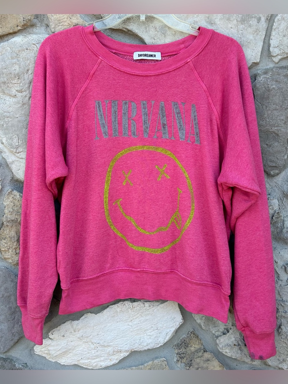 Daydreamer Nirvana Sweatshirt  Size M Pink Pullover Band Tee Sweater Alt Cozy